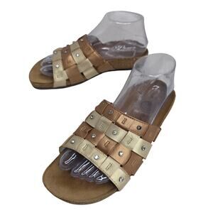 Birkenstock EuroWellness 7/37.5 Balance Woven Leather GoldnMetalicbrown slippers